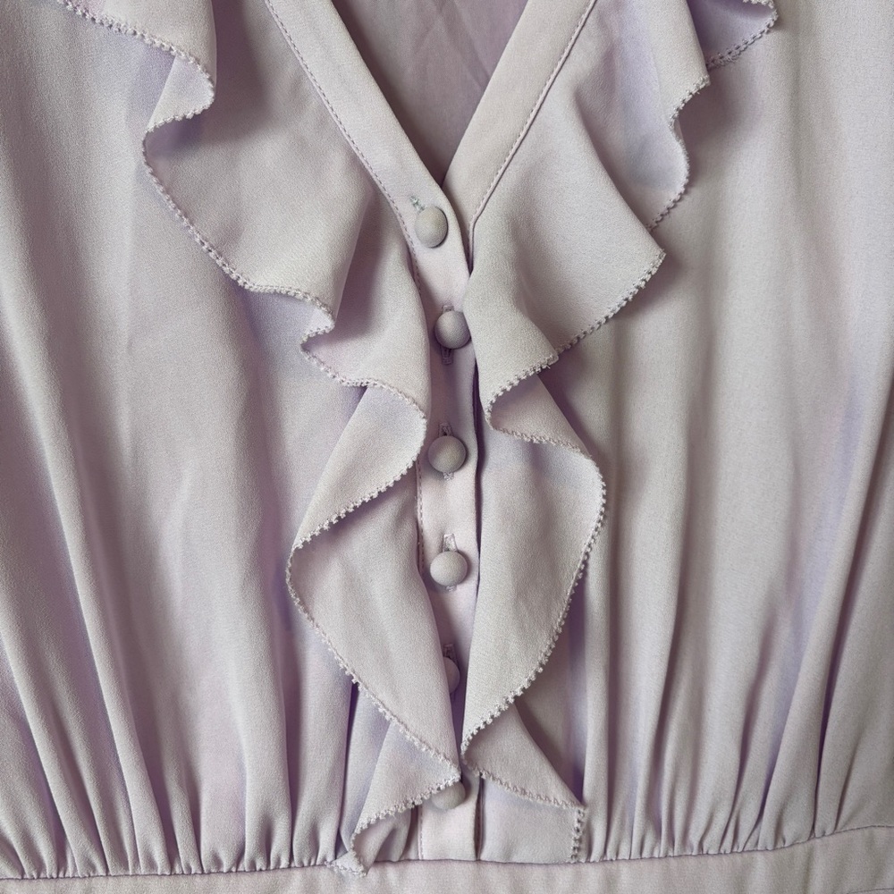 Gal Meets Glam womens purple lavender long sleeve mini Haley Ruffle Dress Size 4 - Picture 10 of 12